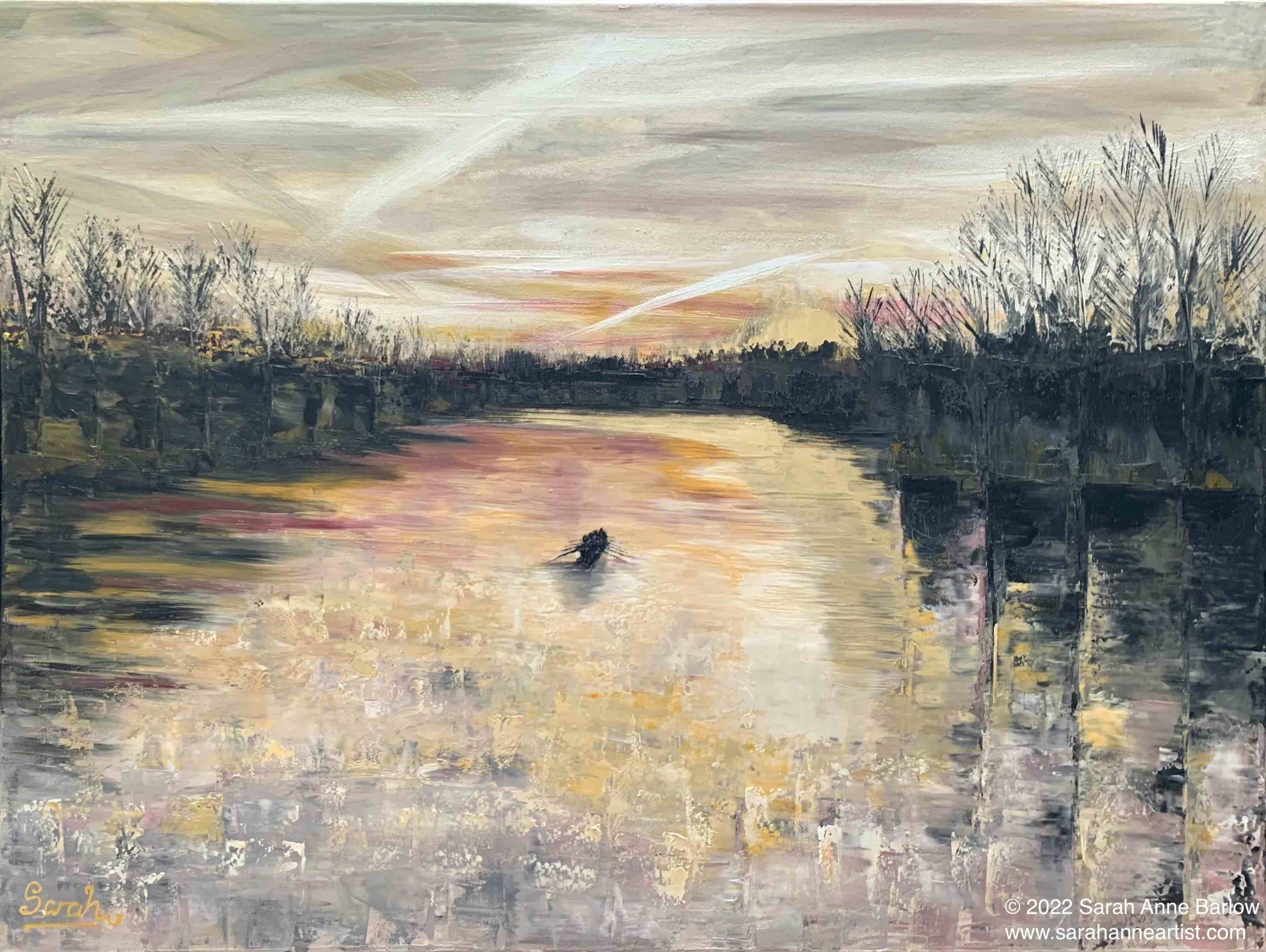 painting of Rowing at Sunrise